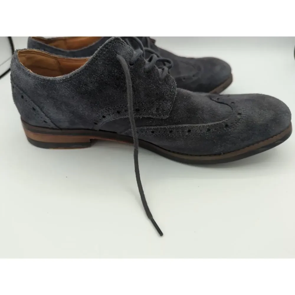 Clarks Broyd Wing Mens Size 7.5 M Oxford Navy Blue Suede Lace Up Dress Shoes